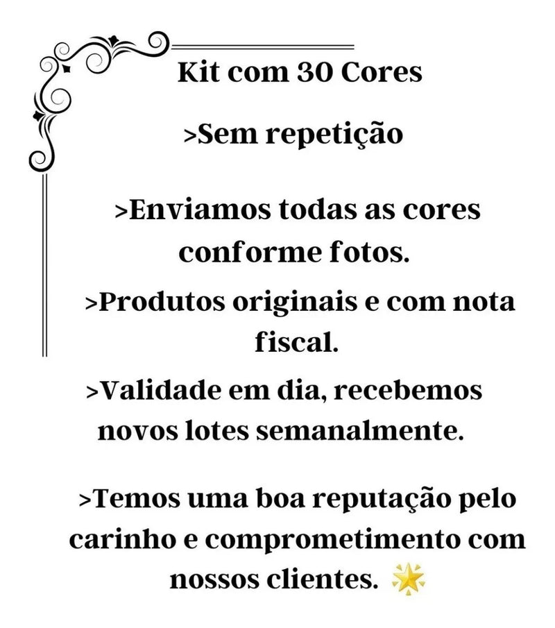 Kit 30 Esmaltes Impala Unha Mãos Pés Manicure Atacado