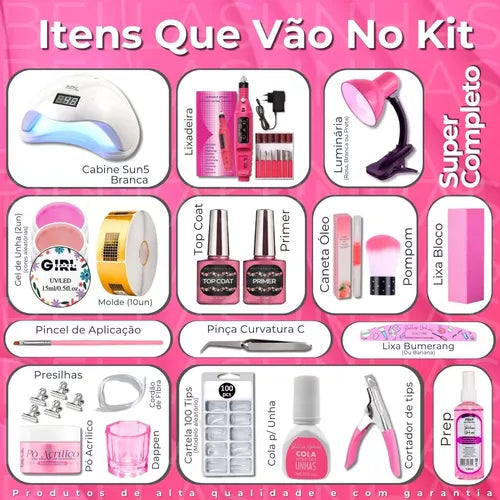 Kit Unhas Gel Manicure Profissional Luminária - Envio Imediato 📦
