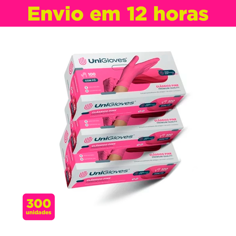 Kit Com 3 Caixas Luva Látex Descartável 300 Unidades