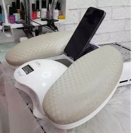Apoio de Braço Delta Pro c/ Suporte de Celular Integrado Metal Ajustável 360° + Apoio de Cotovelo
