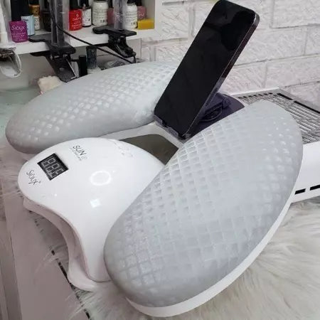 Apoio de Braço Delta Pro c/ Suporte de Celular Integrado Metal Ajustável 360° + Apoio de Cotovelo
