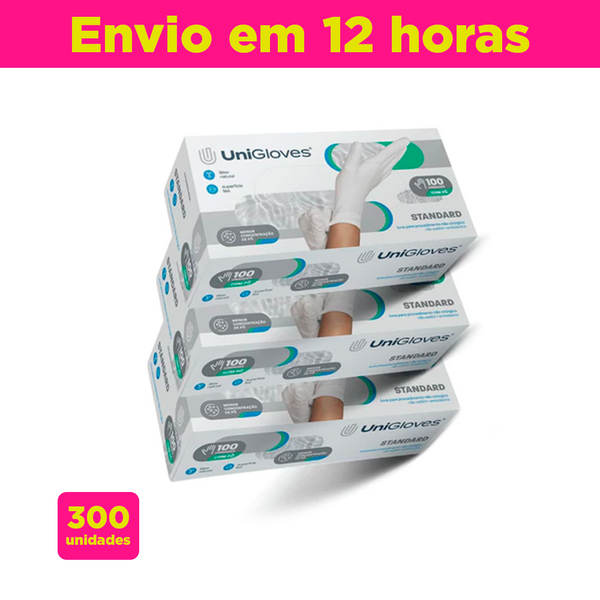 Kit Com 3 Caixas Luva Látex Descartável 300 Unidades