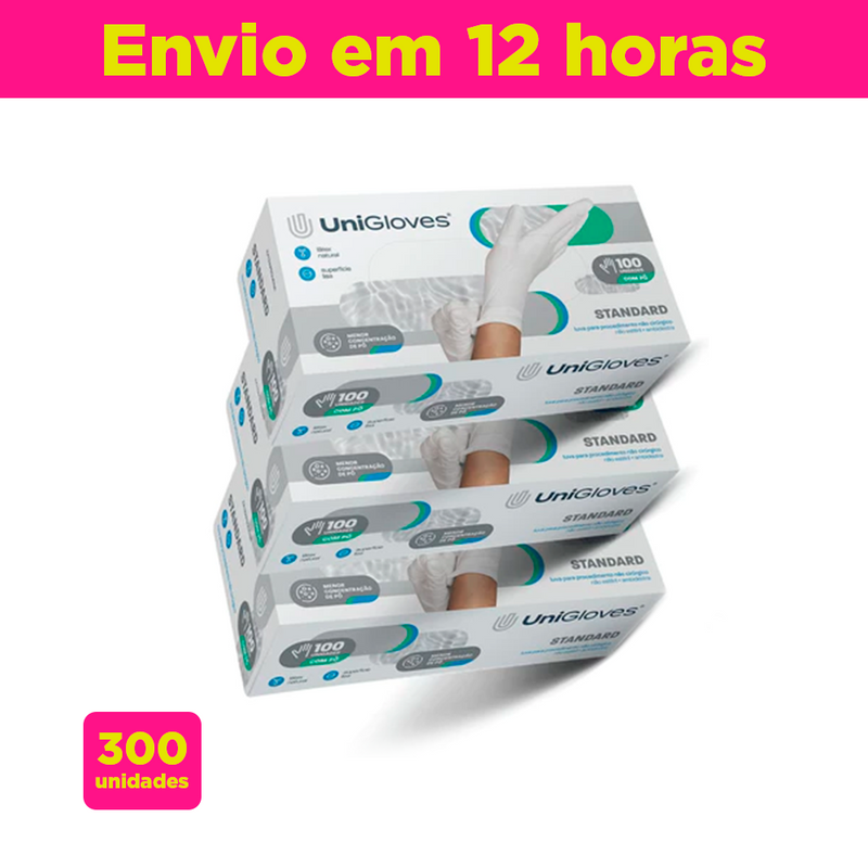 Kit Com 3 Caixas Luva Látex Descartável 300 Unidades